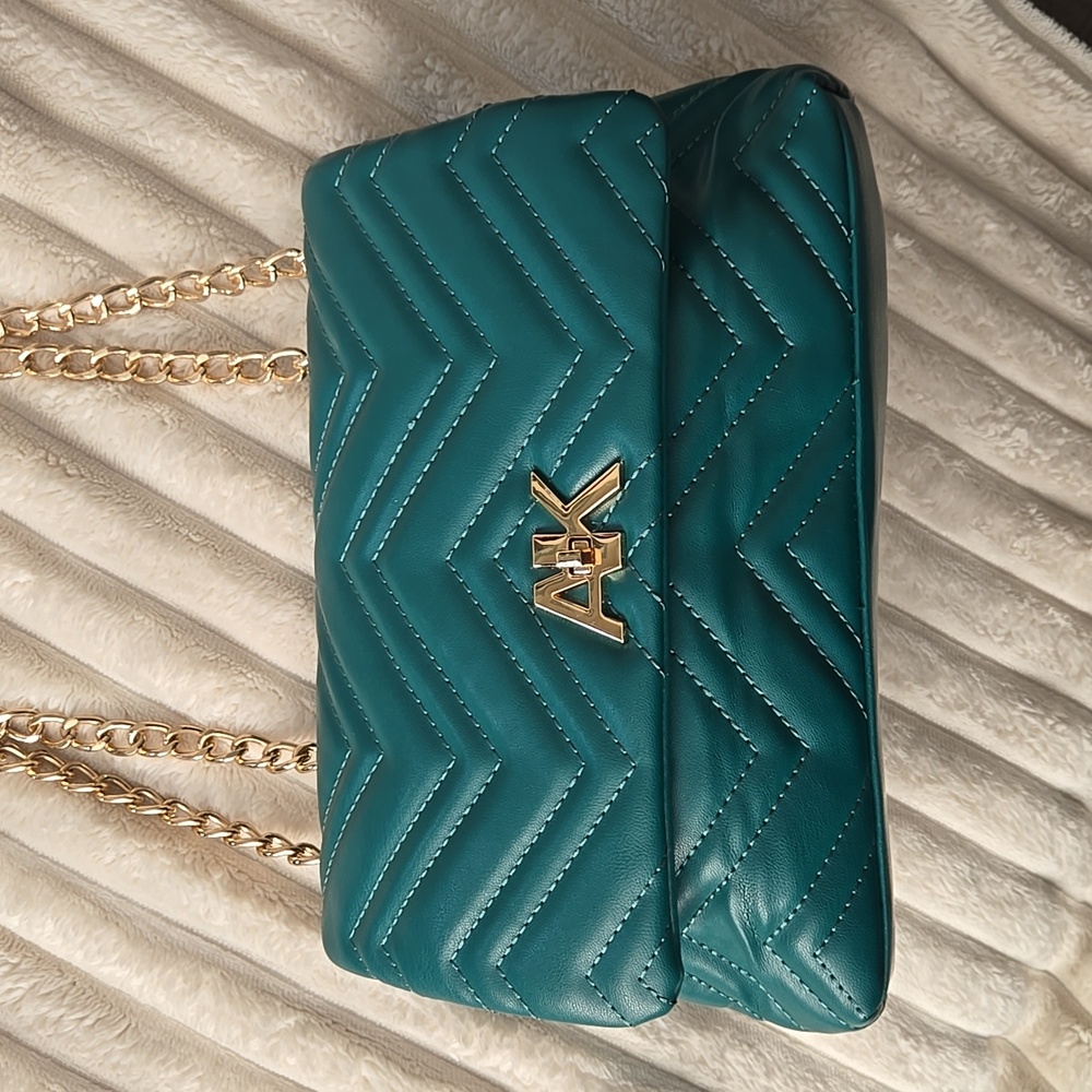 Anne Klein Women's Teal Quilted Shoulder Bag